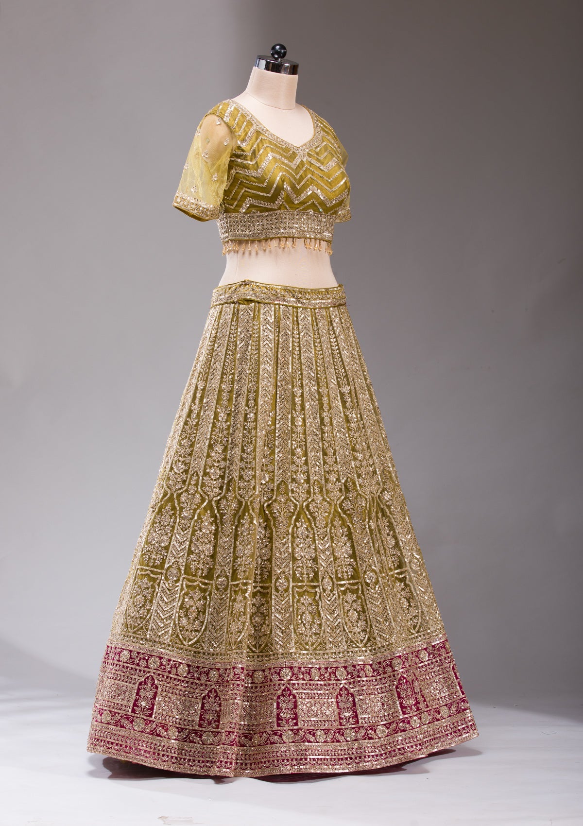 Mehendi Cording Net Readymade Lehenga-koskii