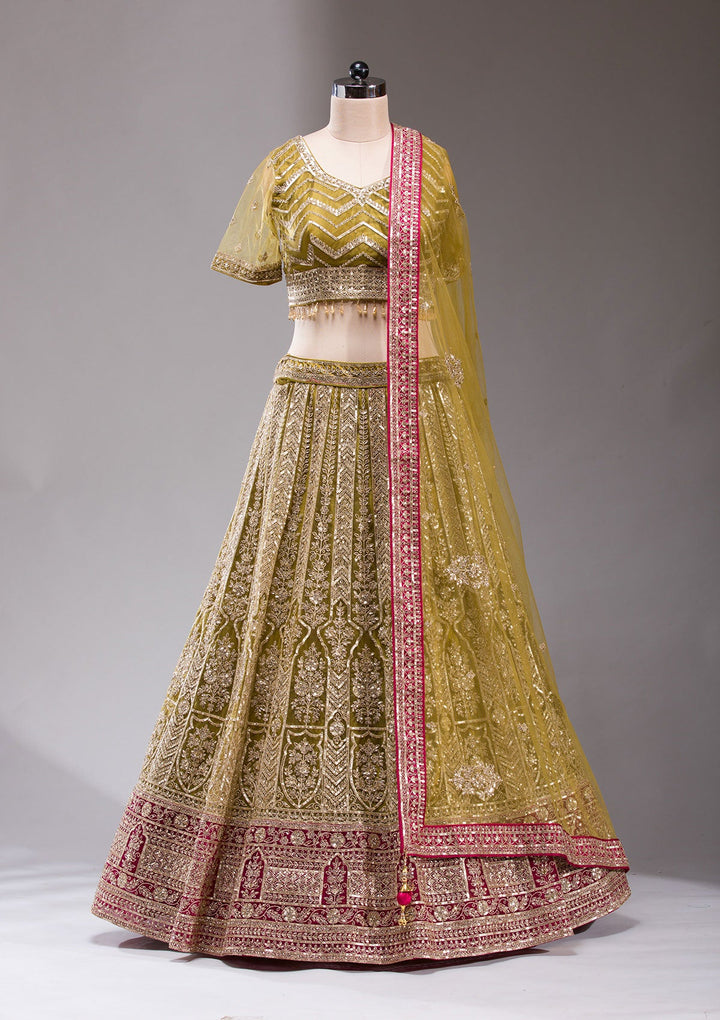 Mehendi Cording Net Readymade Lehenga-koskii