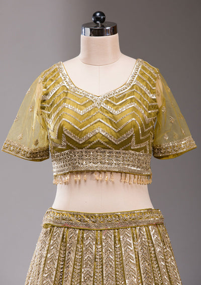 Mehendi Cording Net Readymade Lehenga-koskii