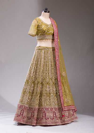 Mehendi Cording Net Readymade Lehenga-koskii