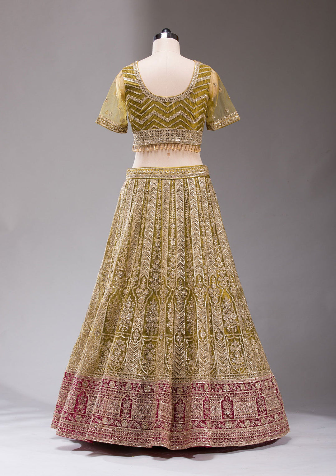 Mehendi Cording Net Readymade Lehenga-koskii