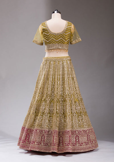 Mehendi Cording Net Readymade Lehenga-koskii
