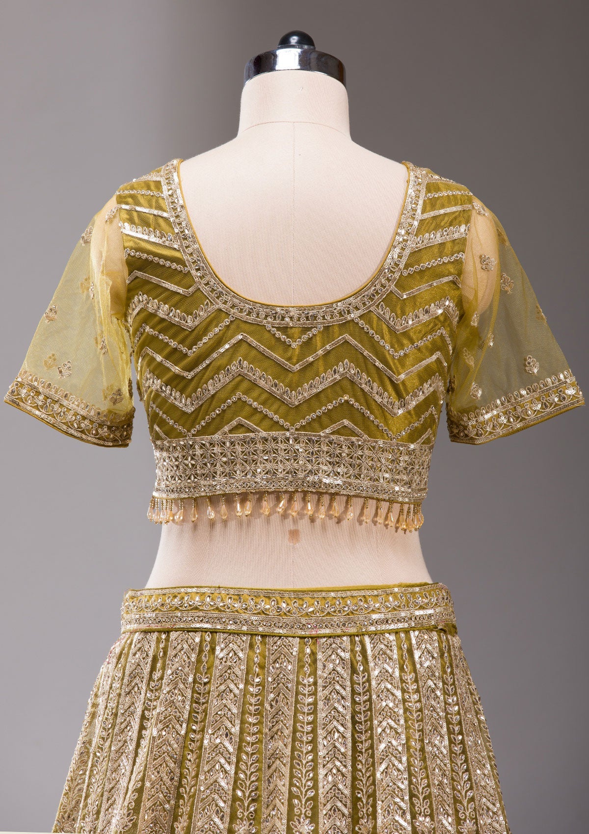 Mehendi Cording Net Readymade Lehenga-koskii