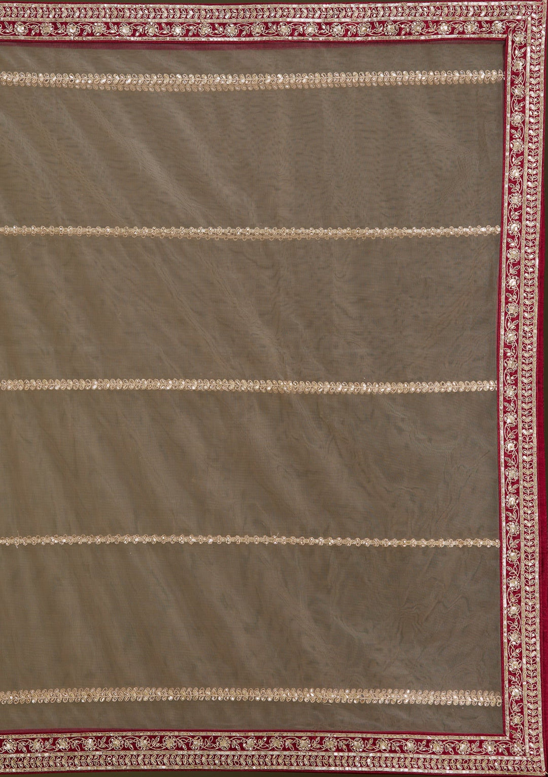 Beige Cording Net Readymade Lehenga-Koskii