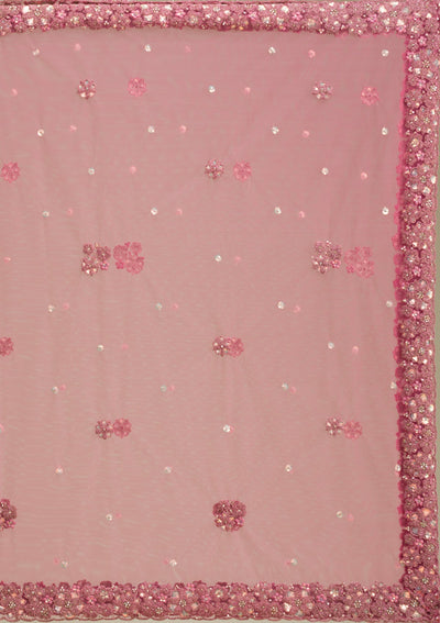 Pink Zariwork Tissue Semi Stitched Lehenga-Koskii