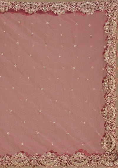 Pink Zariwork Tissue Readymade Lehenga-Koskii