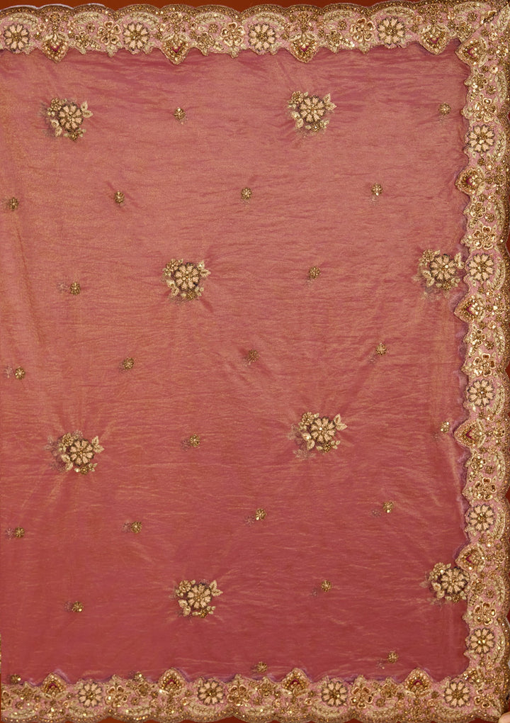 Lavender Zariwork Net Semi-Stitched Lehenga-koskii