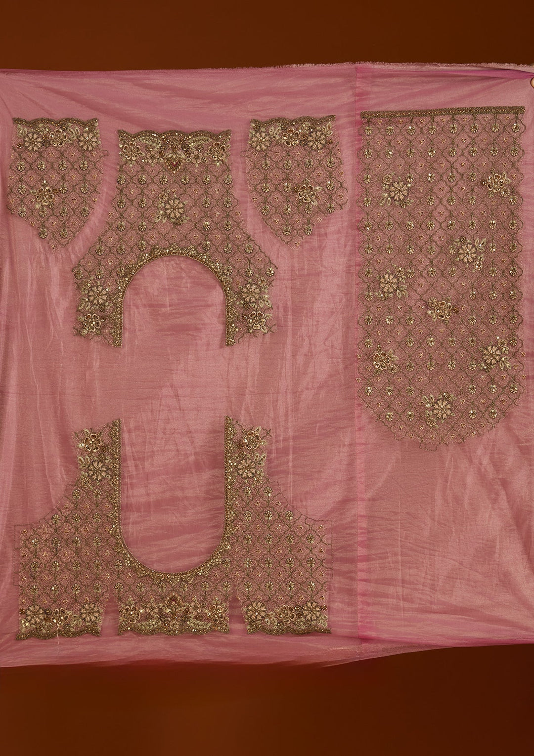 Lavender Zariwork Net Semi-Stitched Lehenga-koskii