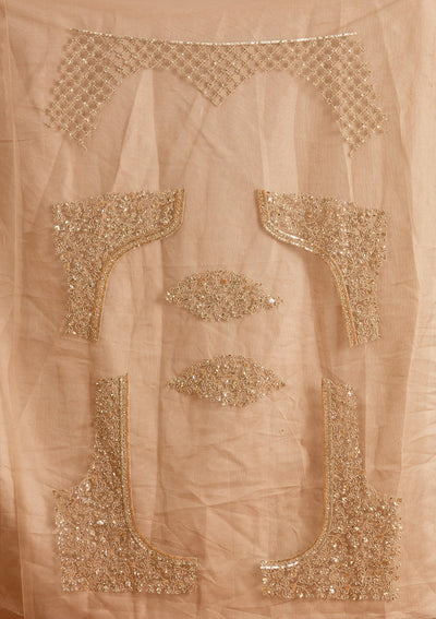 Beige Zariwork Net Semi-Stitched Lehenga-koskii