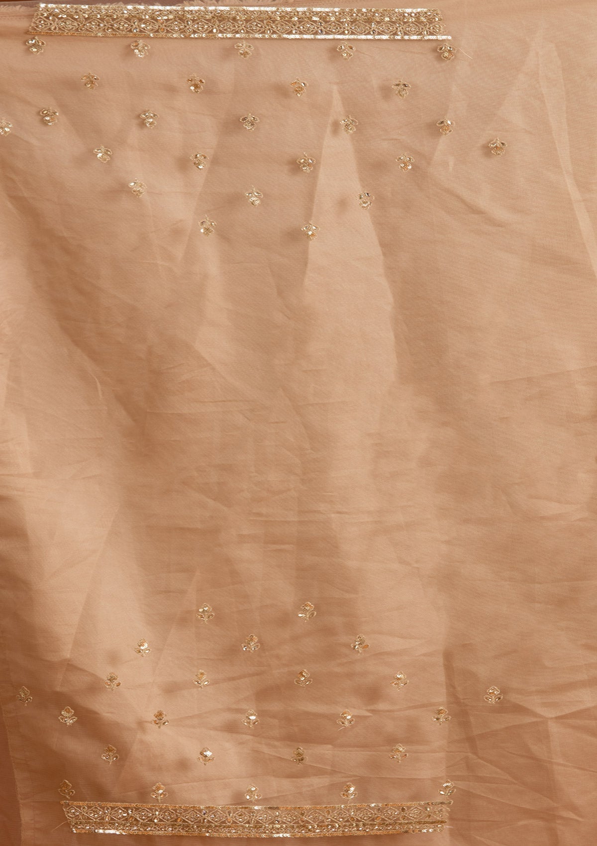 Beige Zariwork Net Semi-Stitched Lehenga-koskii