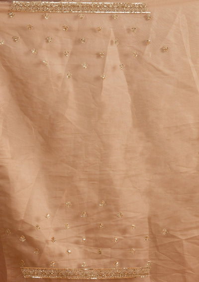 Beige Zariwork Net Semi-Stitched Lehenga-koskii