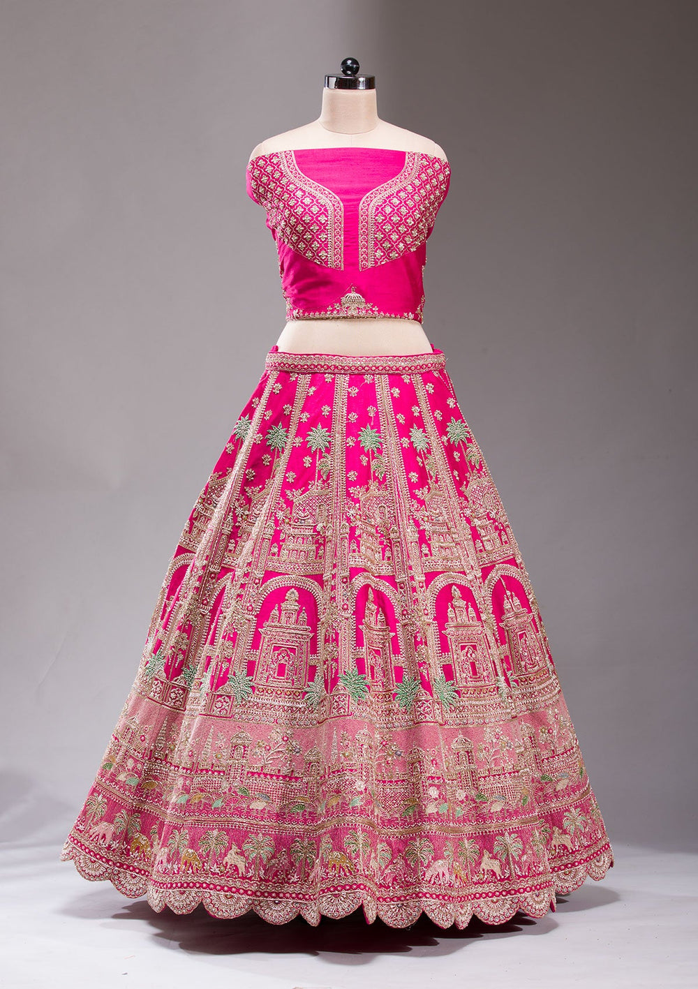 Rani Pink Zardosi Raw Silk Readymade Lehenga-koskii