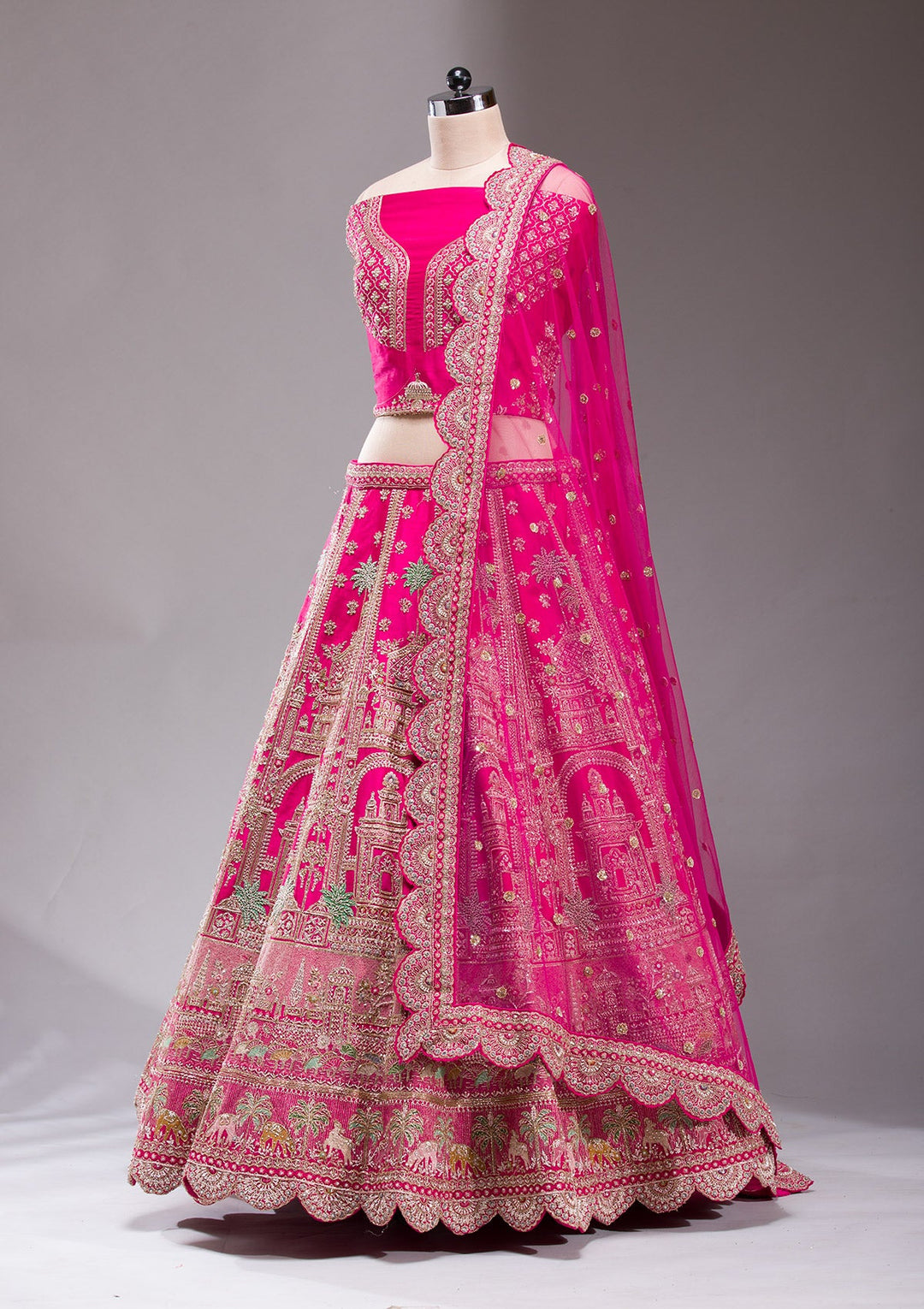 Rani Pink Zardosi Raw Silk Readymade Lehenga-koskii