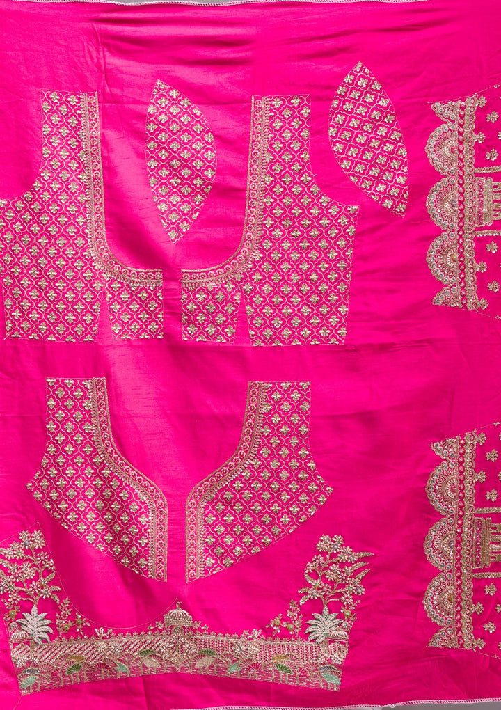 Rani Pink Zardosi Raw Silk Readymade Lehenga-koskii