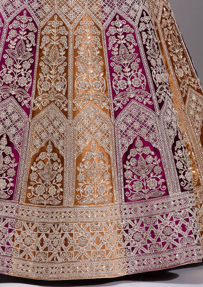 Wine Sequins Velvet Readymade Lehenga-koskii