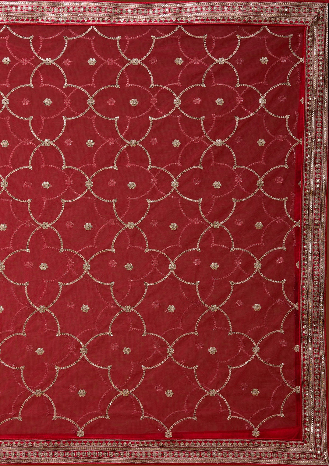 Red Cording Raw Silk Semi-Stitched Lehenga_Koskii