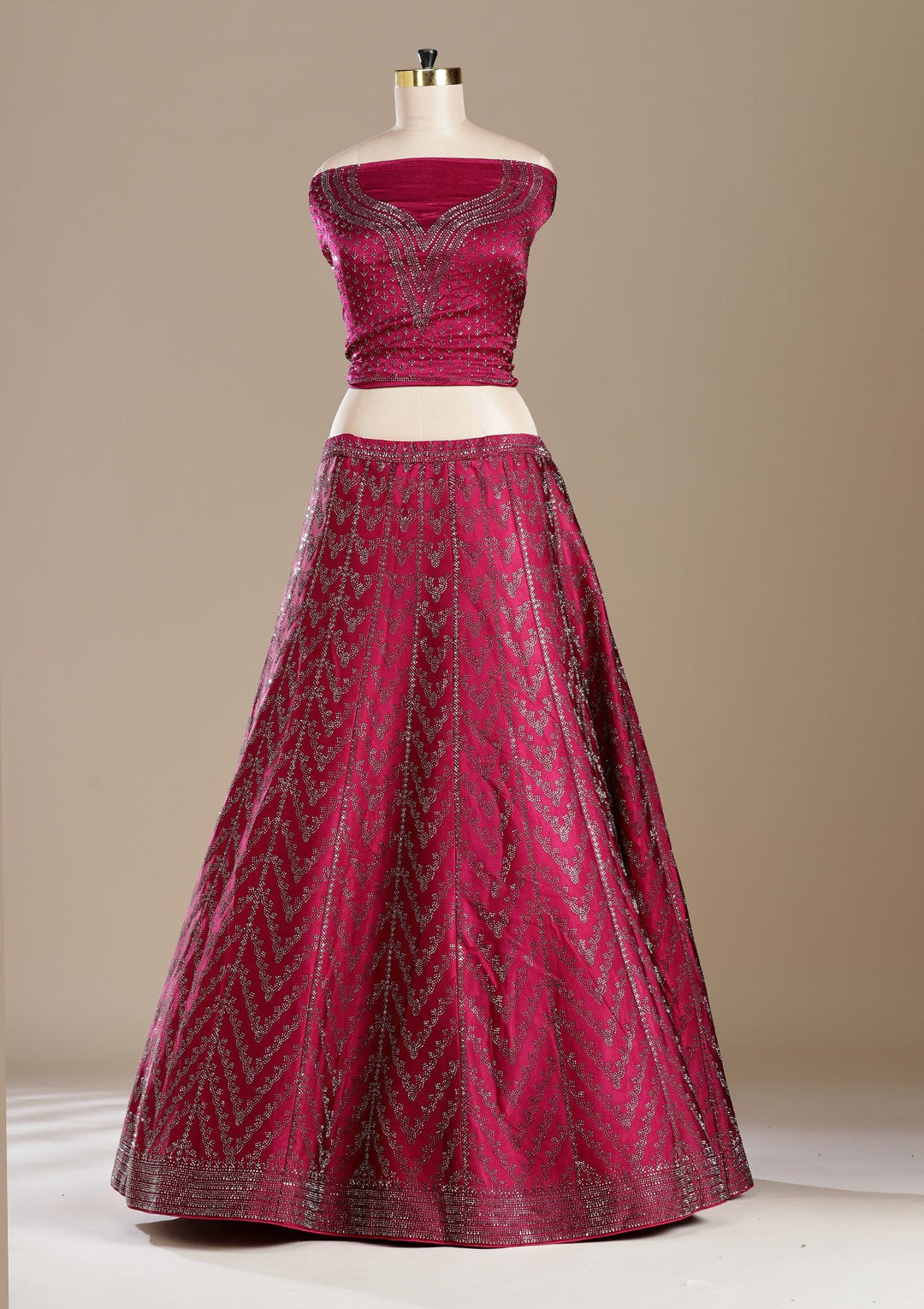 Rani Pink Silver Zariwork Satin Readymade Lehenga-koskii