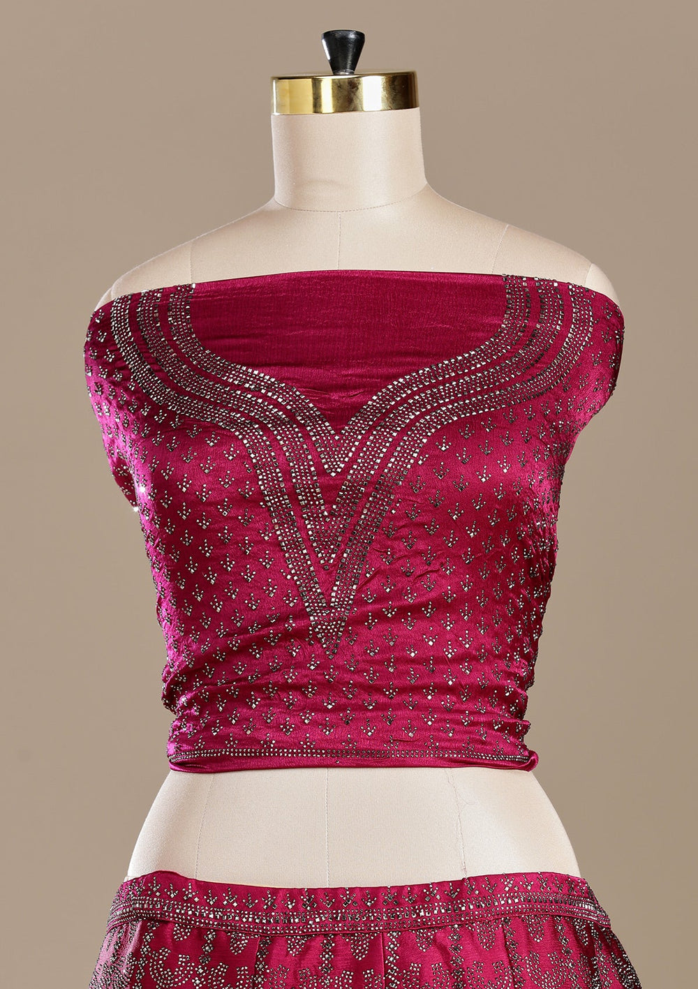 Rani Pink Silver Zariwork Satin Readymade Lehenga-koskii