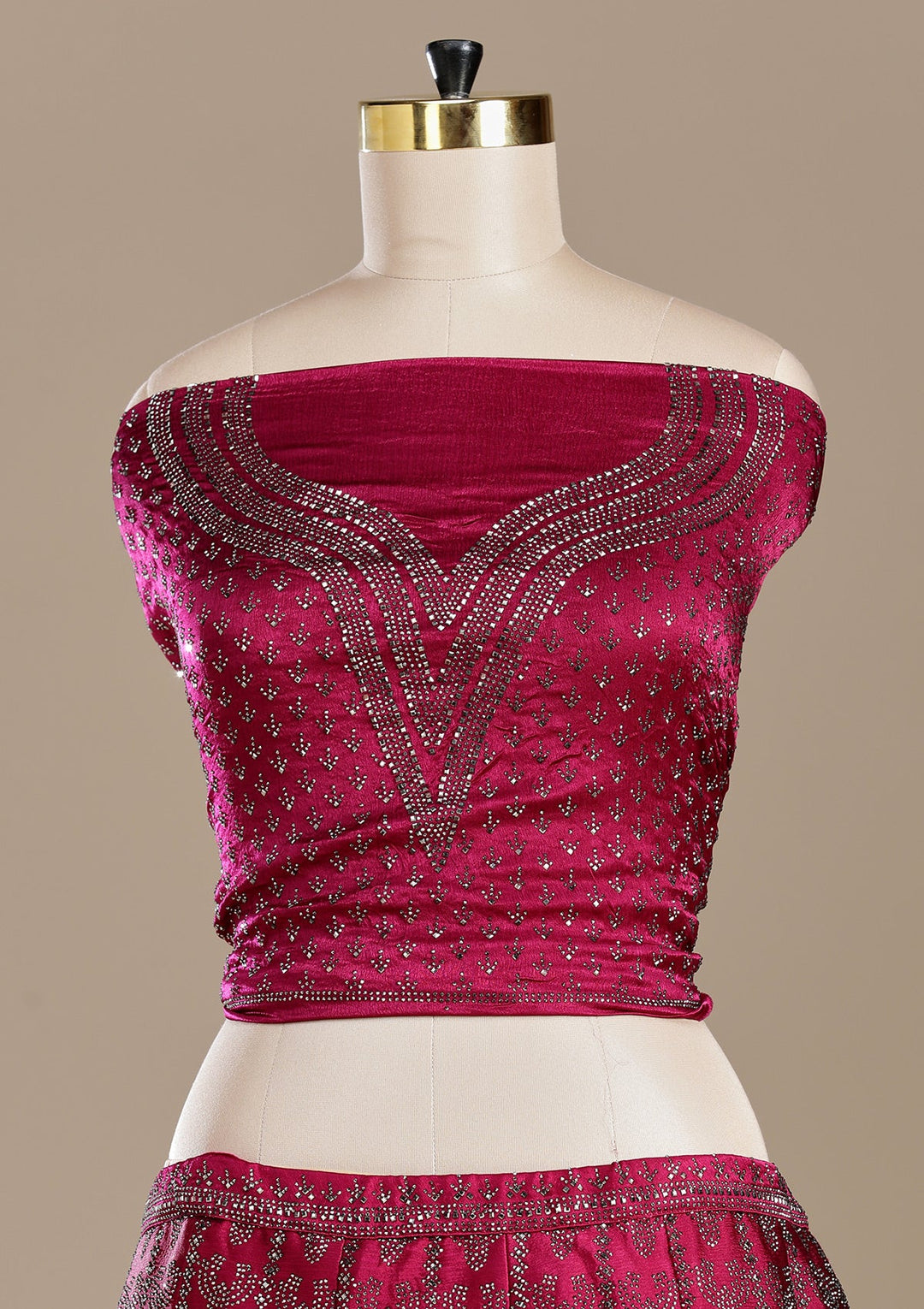 Rani Pink Silver Zariwork Satin Readymade Lehenga-koskii