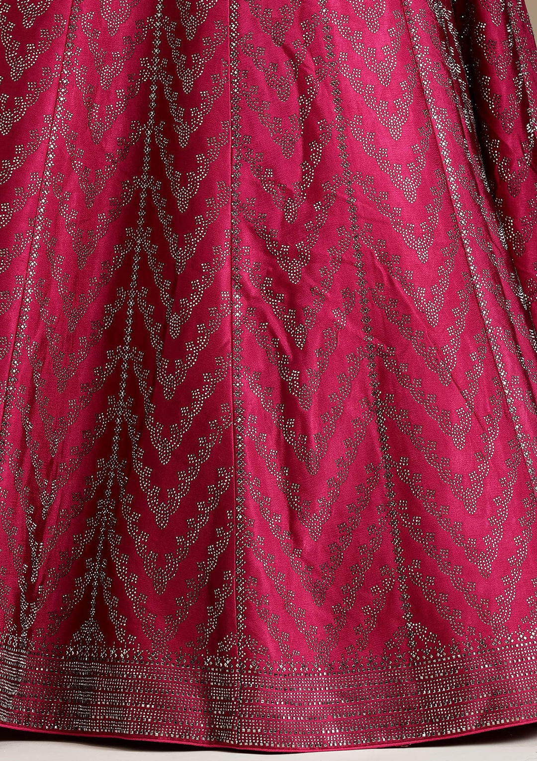 Rani Pink Silver Zariwork Satin Readymade Lehenga-koskii