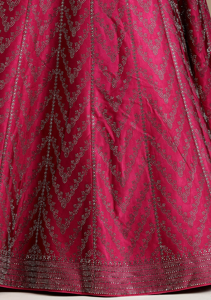 Rani Pink Silver Zariwork Satin Readymade Lehenga-koskii