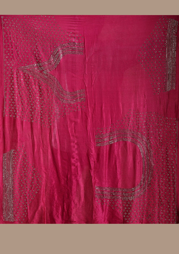 Rani Pink Silver Zariwork Satin Readymade Lehenga-koskii