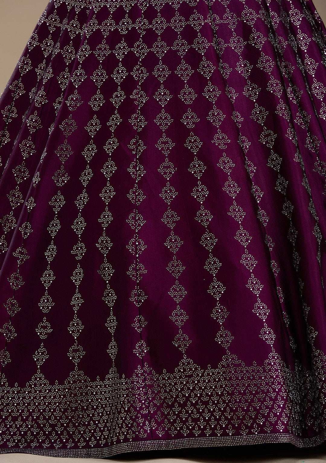 Wine Silver Zariwork Satin Semi-Stitched Lehenga-koskii