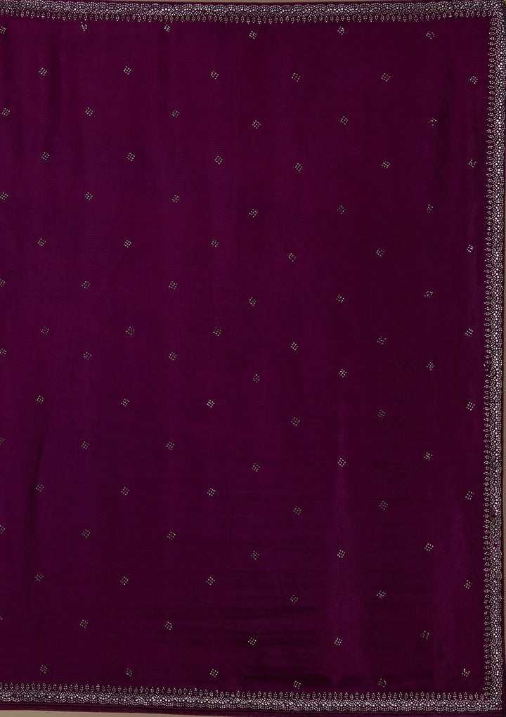 Wine Silver Zariwork Satin Semi-Stitched Lehenga-koskii