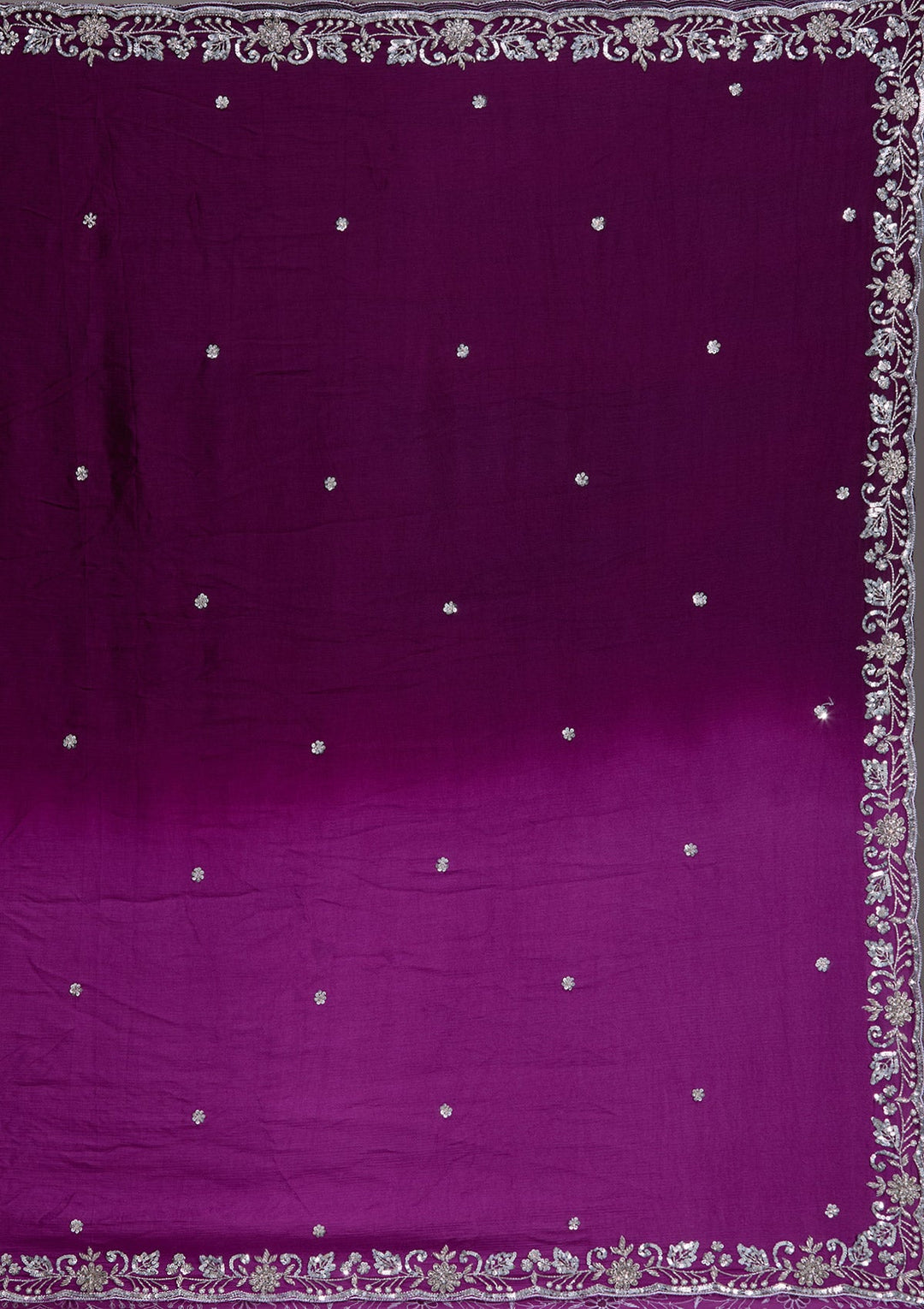 Wine Silver Zariwork Satin Readymade Lehenga-Koskii