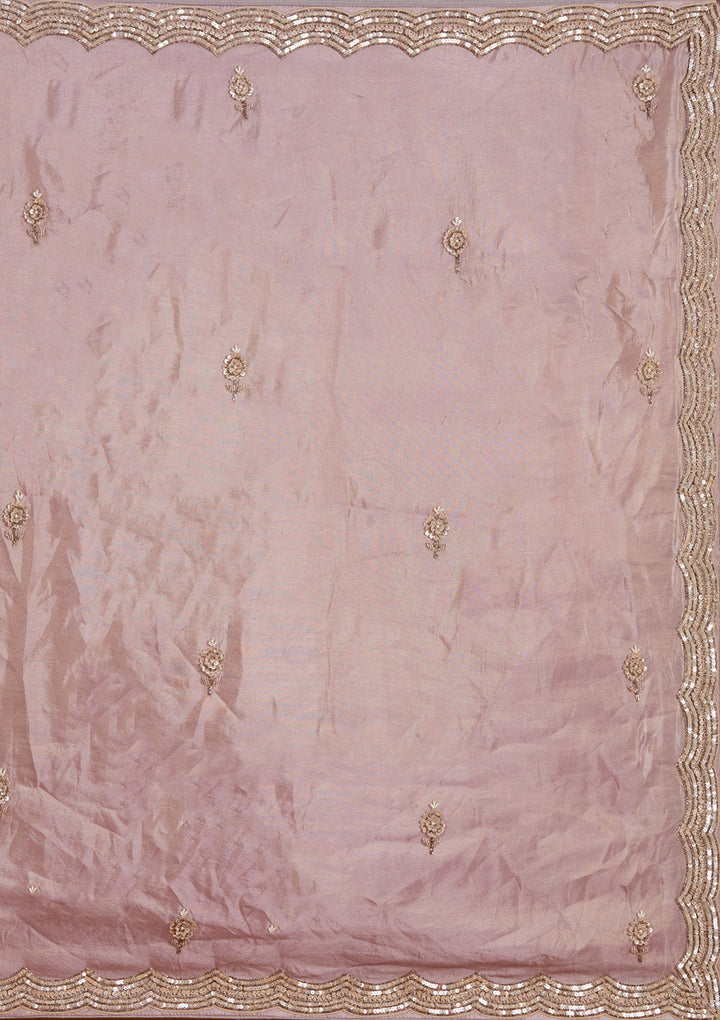 Lavender Zariwork Tissue Semi-Stitched Lehenga-koskii
