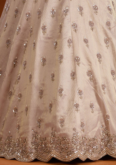 Lavender Zariwork Tissue Semi-Stitched Lehenga-koskii