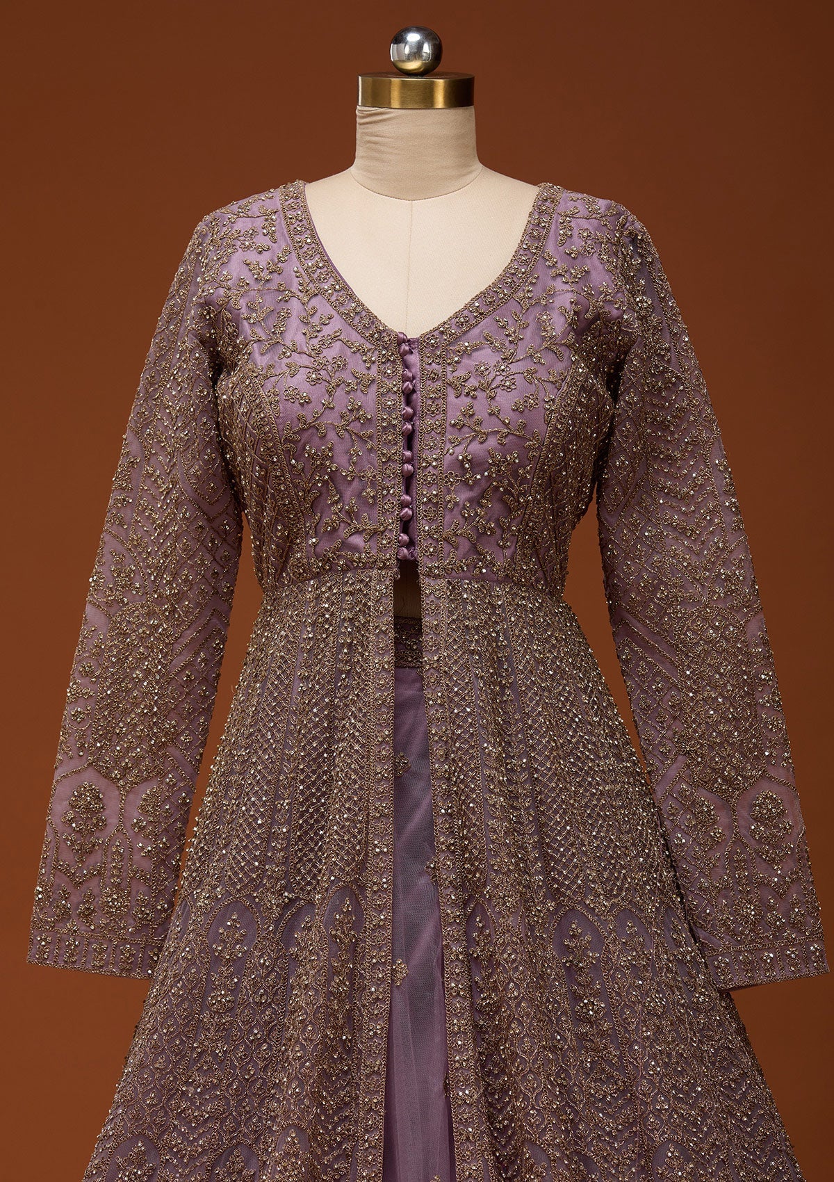 Lavender Zariwork Net Readymade Lehenga_Koskii