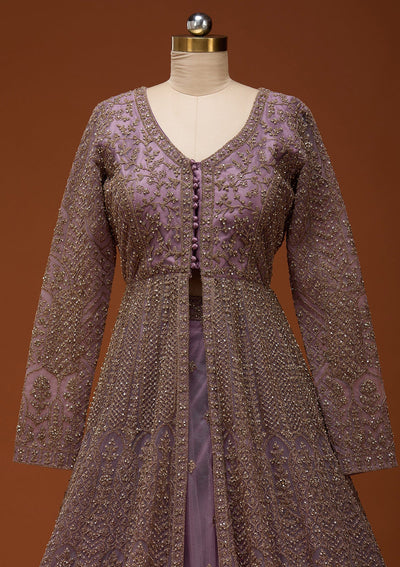 Lavender Zariwork Net Readymade Lehenga_Koskii