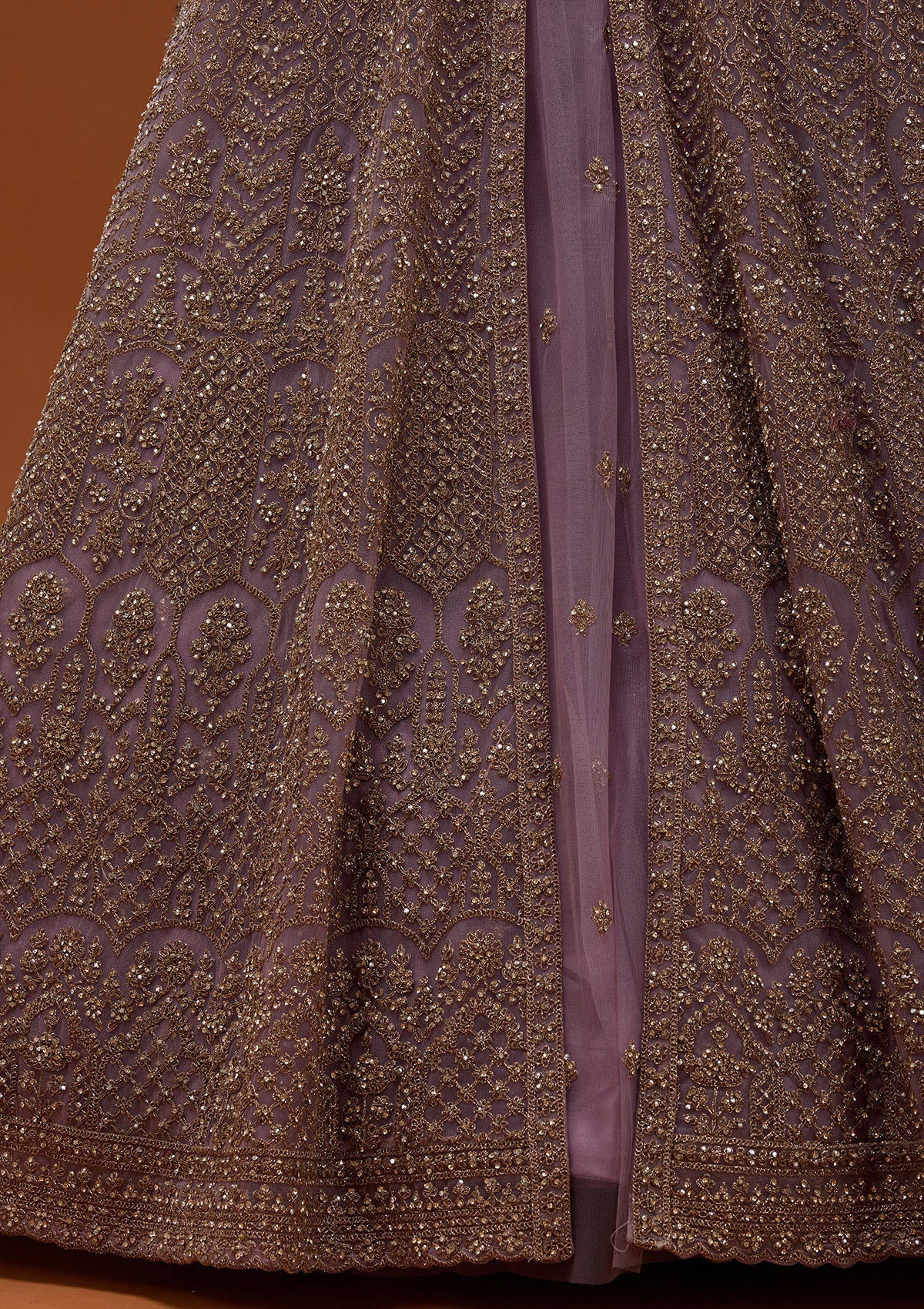 Lavender Zariwork Net Readymade Lehenga_Koskii
