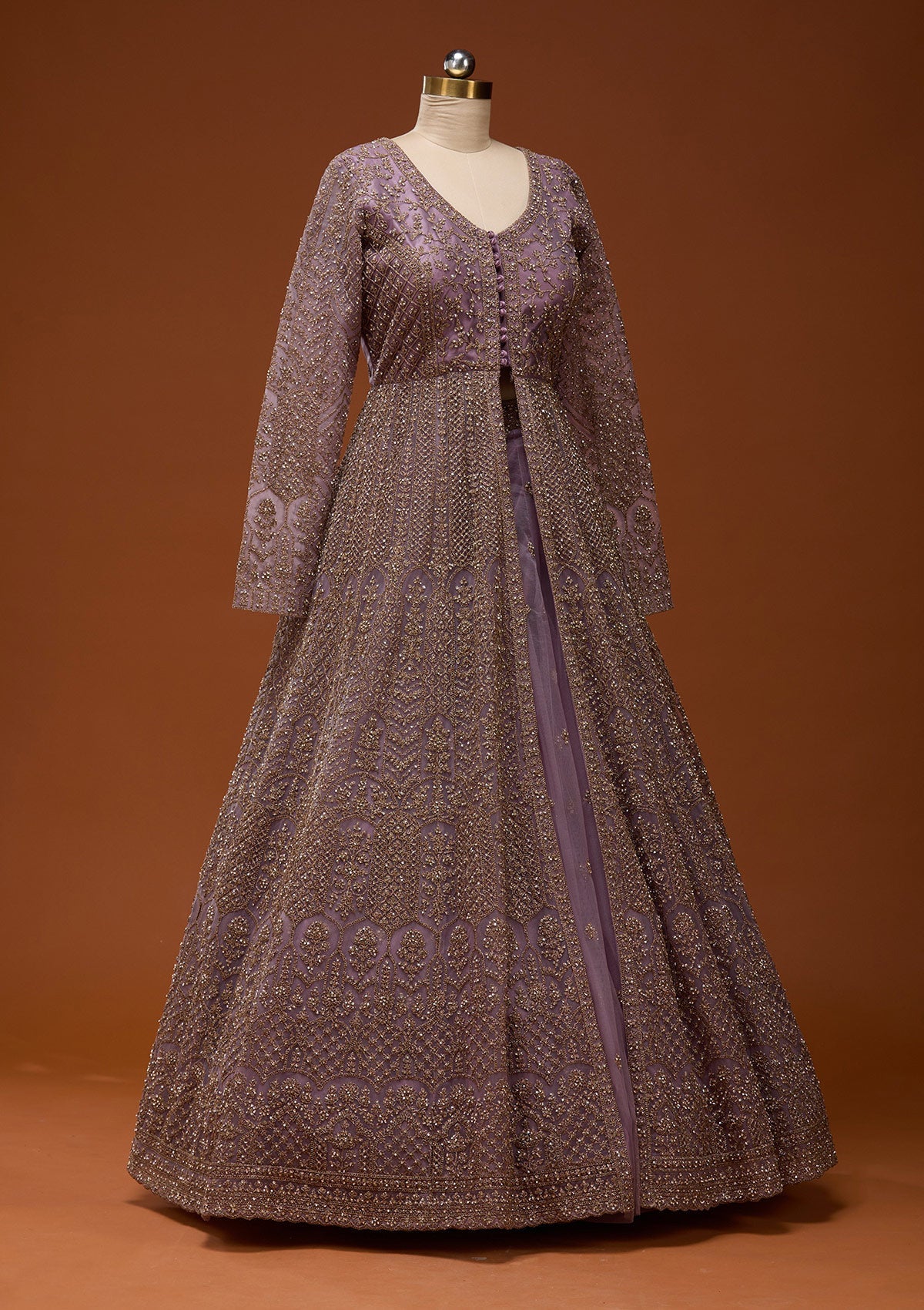 Lavender Zariwork Net Readymade Lehenga_Koskii