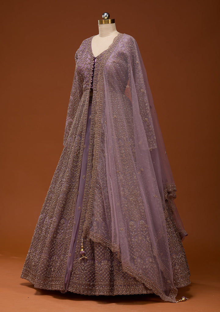 Lavender Zariwork Net Readymade Lehenga_Koskii
