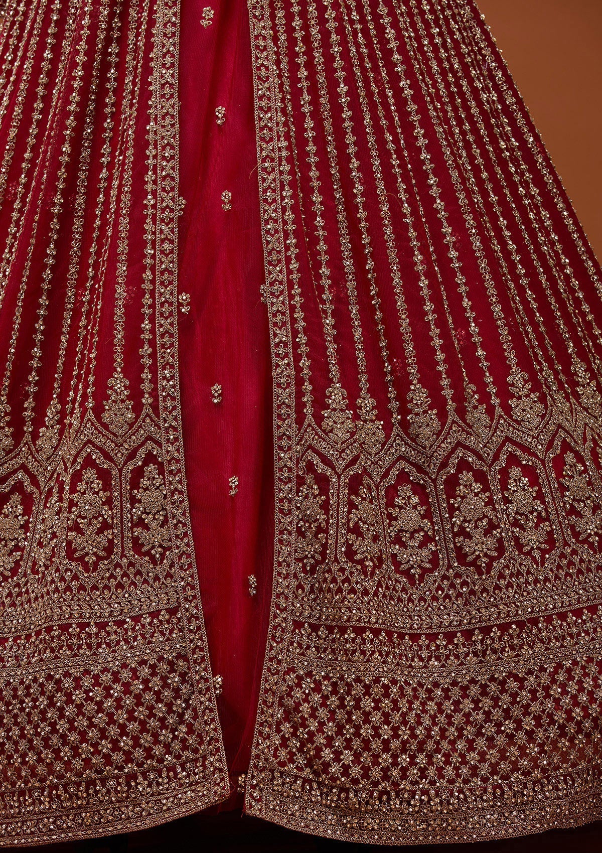 Maroon Stonework Net Readymade Lehenga_Koskii