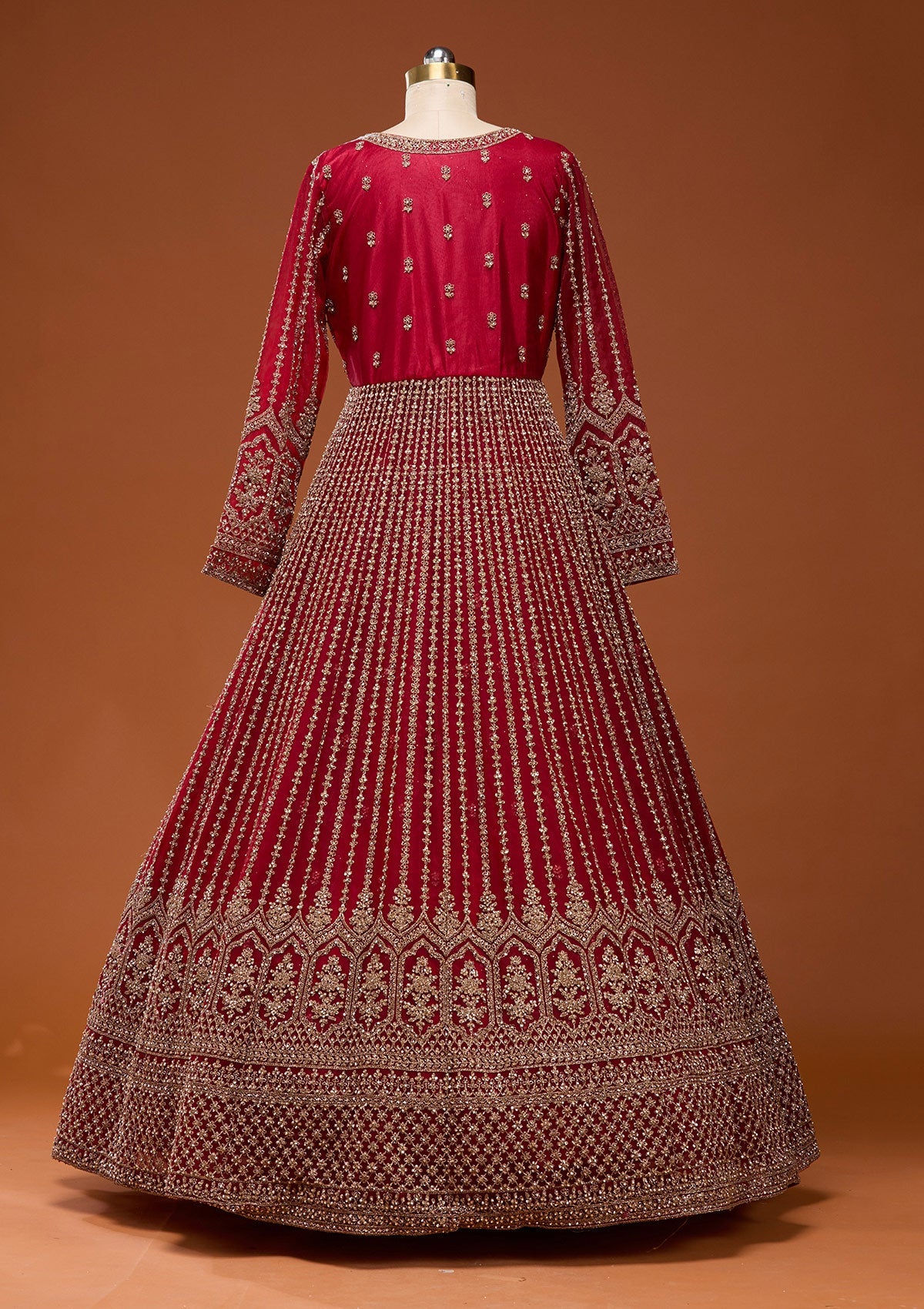 Maroon Stonework Net Readymade Lehenga_Koskii