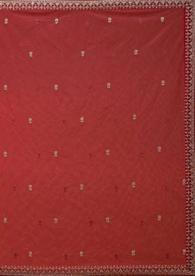 Maroon Stonework Net Readymade Lehenga_Koskii