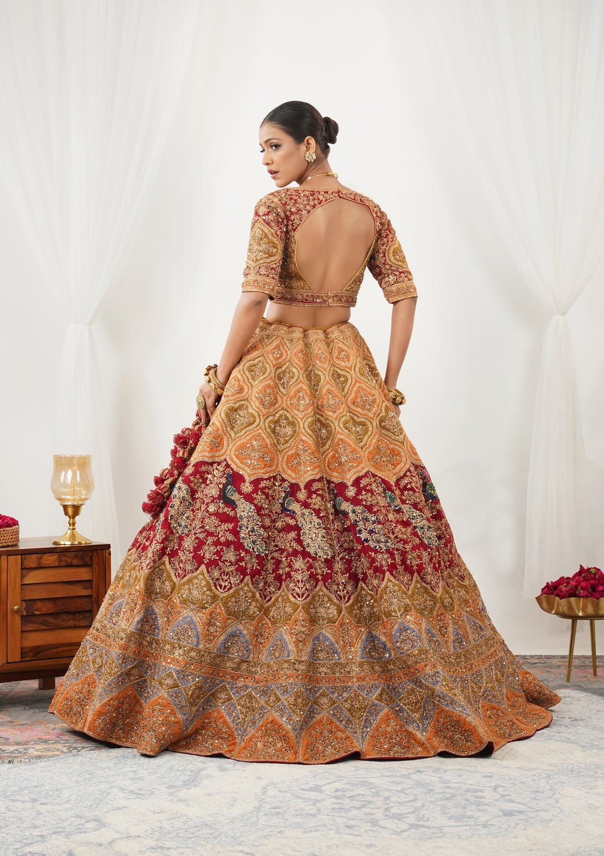 Maroon Zardosi Raw Silk Readymade Lehenga-Koskii