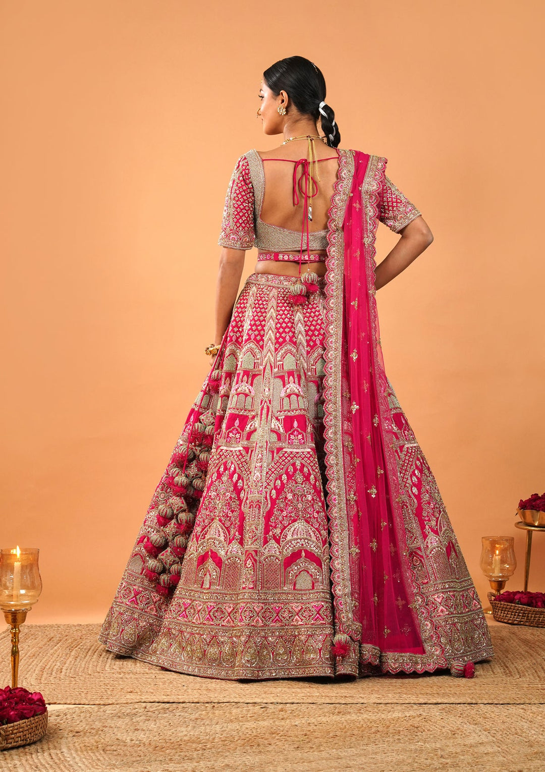 Rani Pink Zardosi Raw Silk Readymade Lehenga-Koskii