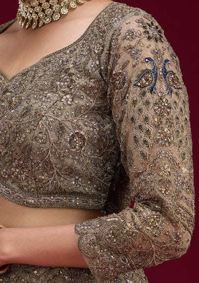 Mehendi Zariwork Net Readymade Lehenga-Koskii