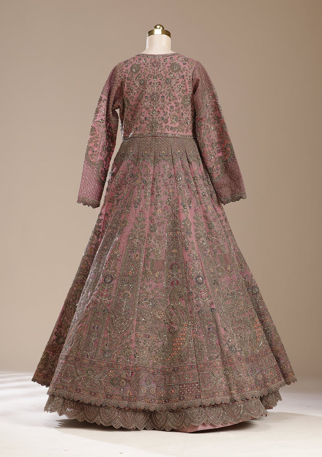 Onion Pink Cording Net Readymade Lehenga