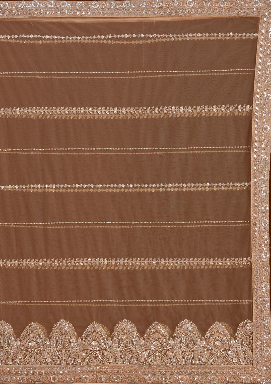 Beige Sequins Net Readymade Lehenga-koskii