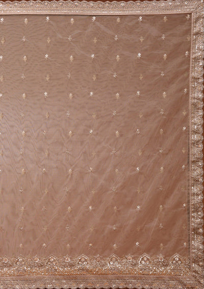 Beige Zariwork (Gold) Net Readymade Lehenga_Koskii