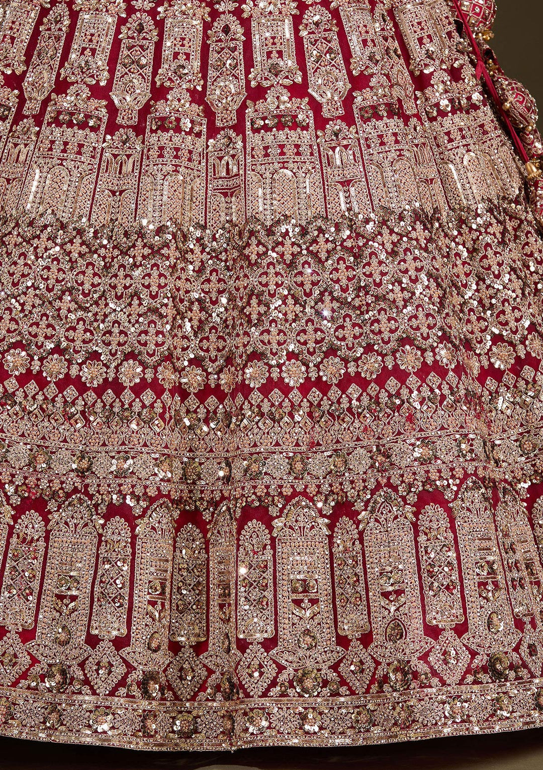 Maroon Sequins Net Readymade Lehenga-Koskii
