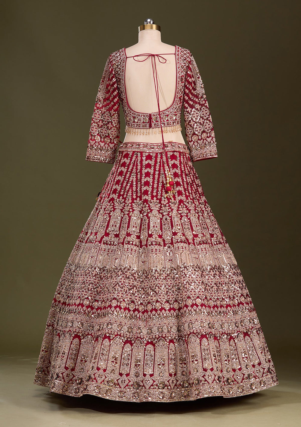 Maroon Sequins Net Readymade Lehenga-Koskii