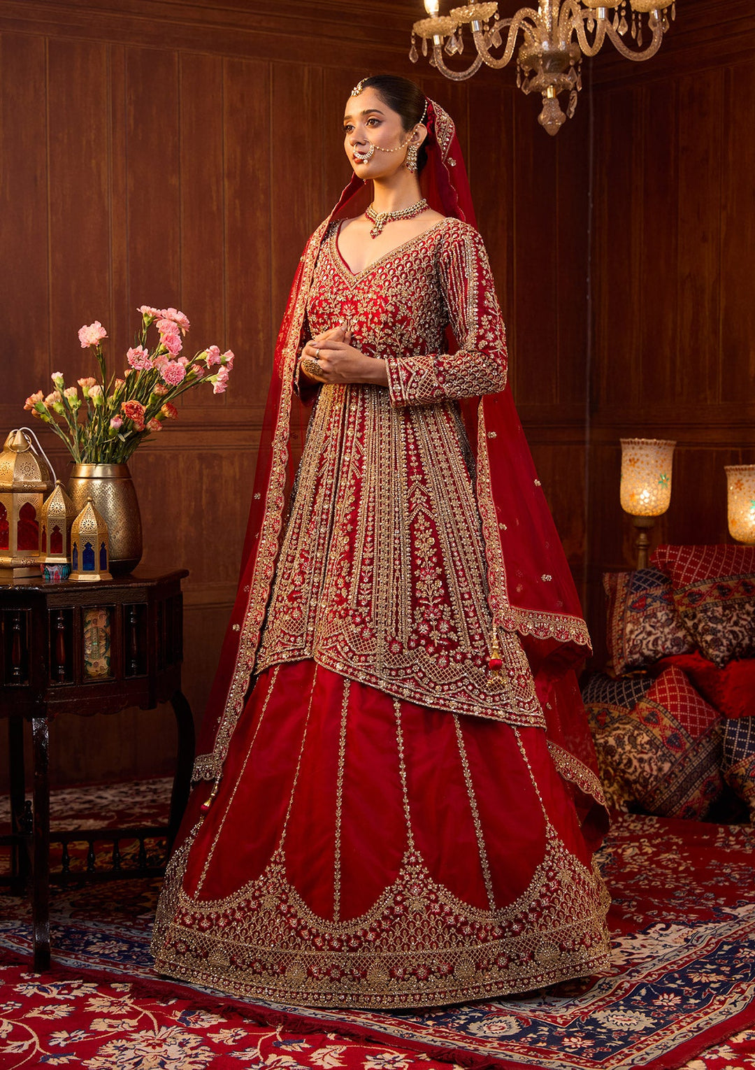 Maroon Cording Net Readymade Lehenga-Koskii