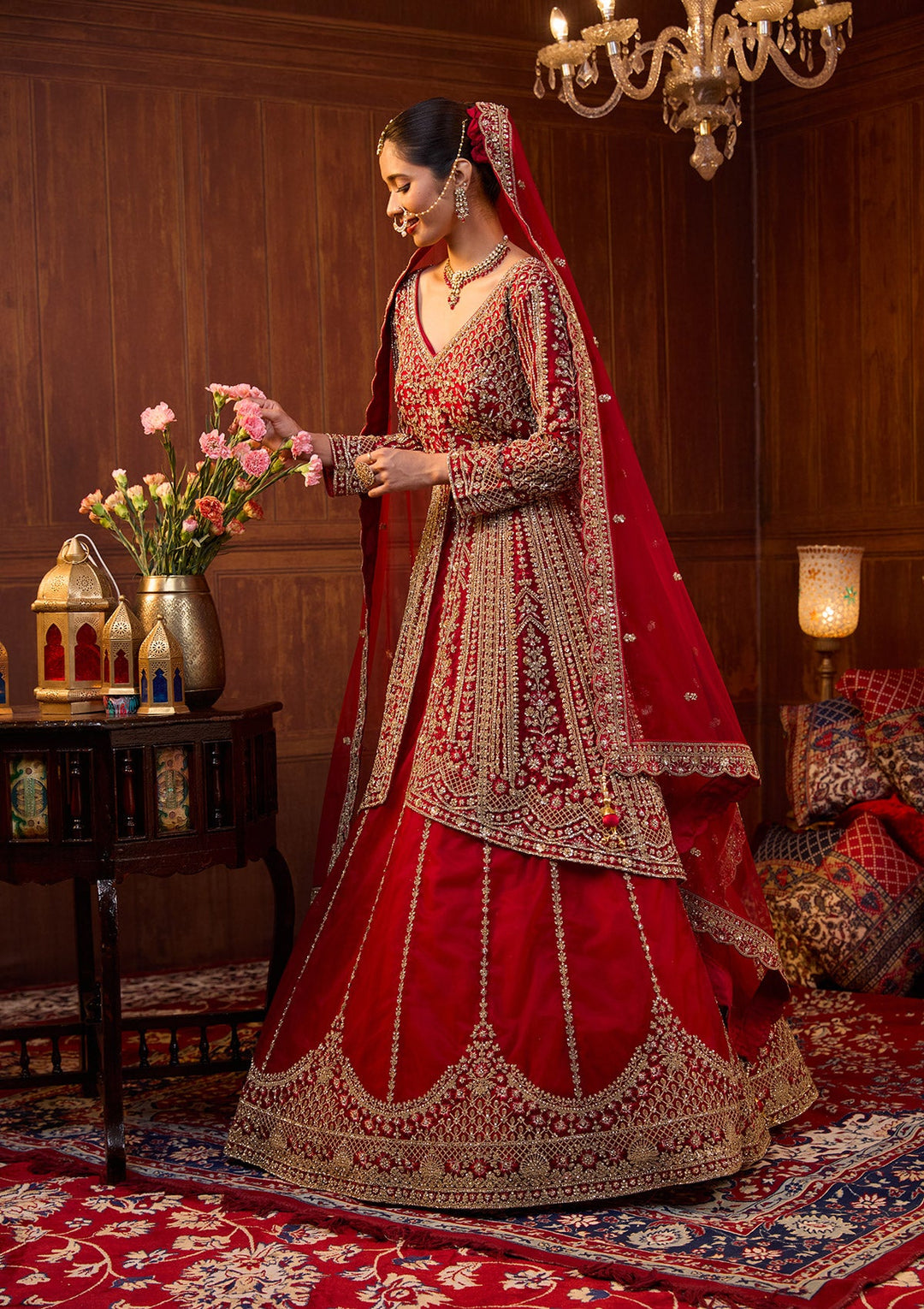 Maroon Cording Net Readymade Lehenga-Koskii