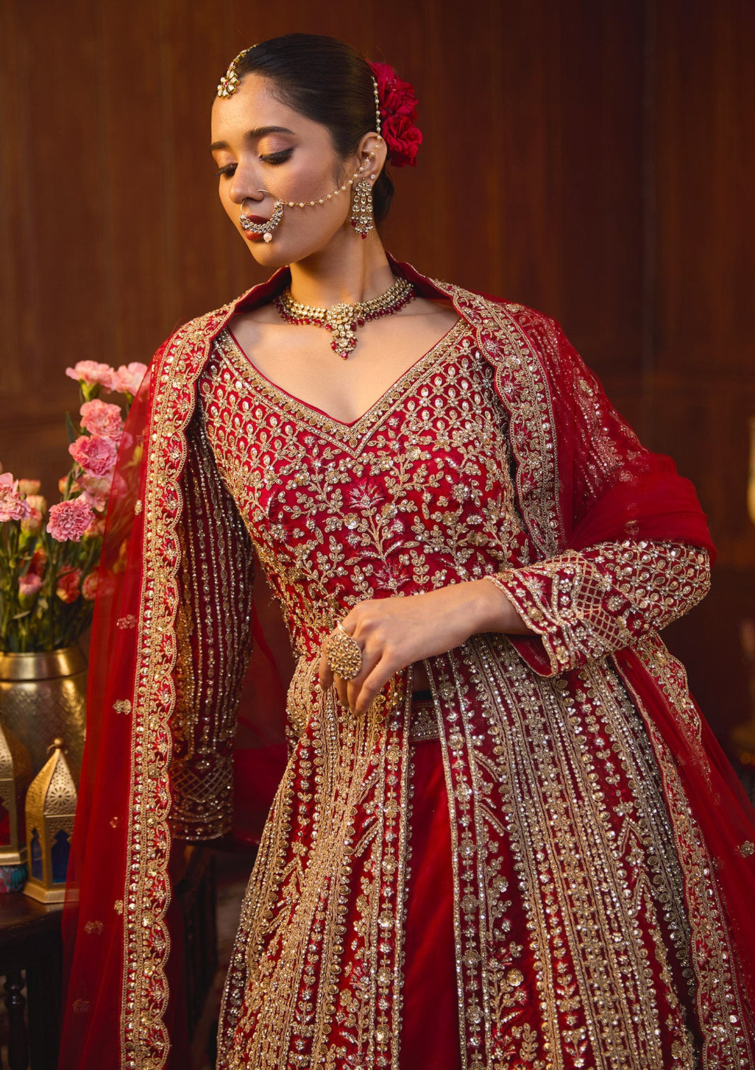 Maroon Cording Net Readymade Lehenga-Koskii
